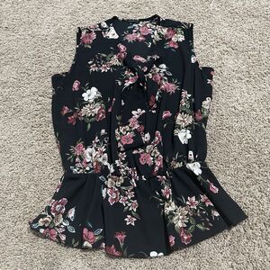 Nuna Lie Blouse Medium Black Marguerite Floral Peplum Mika Style Made in Italy